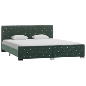 Cadru de pat, verde închis, 180 x 200 cm, material textil