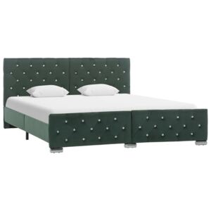 Cadru de pat, verde închis, 160 x 200 cm, material textil
