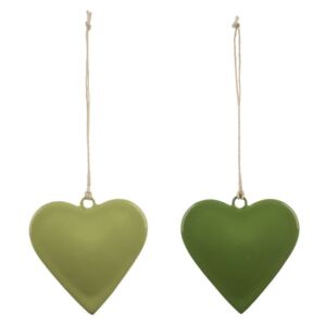 Set 2 decorațiuni mari suspendate Ego Dekor, ø 8 cm, inimi, verde