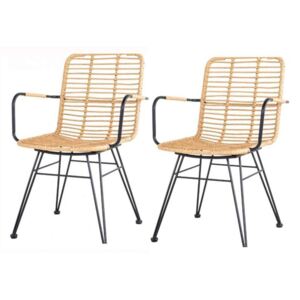 Set de 2 scaune de terasă Arecales, plastic/metal, bej