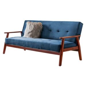 Canapea extensibilă stil scandinav Klara, catifea, albastru