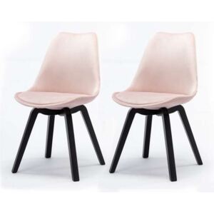 Set de 2 scaune design retro Paris, catifea, roz pal