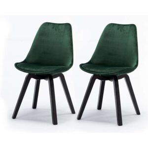 Set de 2 scaune design retro Paris, catifea, verde