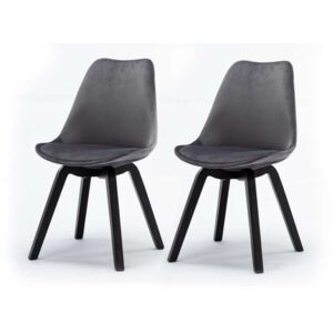 Set de 2 scaune design retro Paris, catifea, gri