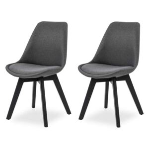 Set de 2 scaune design retro Paris, textil, gri