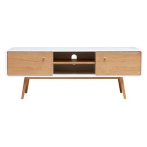 Masă TV din lemn de stejar alb Unique Furniture Turin