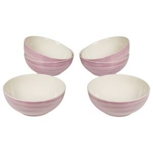 Set 6 boluri albe din ceramica 15 cm Twist Pink Santiago Pons