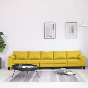 Canapea cu 5 locuri, galben, material textil