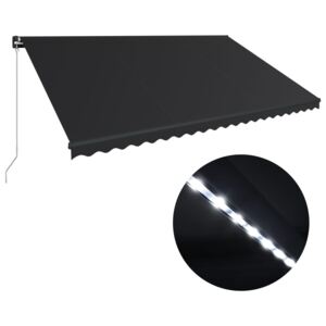 Copertină retractabilă manual cu LED, antracit, 500 x 300 cm