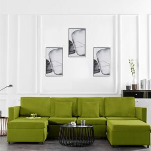 Canapea extensibilă cu 4 locuri, verde, material textil