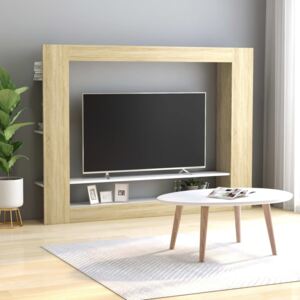 Comodă TV, alb și stejar Sonoma, 152 x 22 x 113 cm, PAL