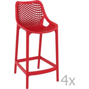 Set 4 scaune bar Resol Grid, înălțime 65 cm, roșu