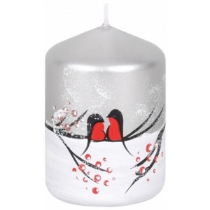 Lumânare decorativă Păsări iarna, cilindru