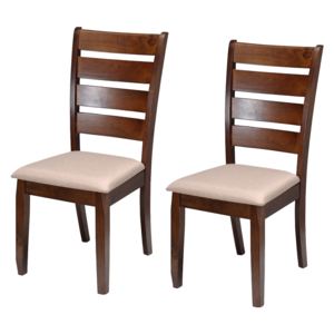 Set 2 scaune din lemn, cu sezutul tapitat cu stofa Montana Dirty Oak/Dark Beige, l47xA42,5xH99,5 cm