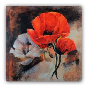 CARO Tablou metalic - Poppies - Still Life 30x30 cm