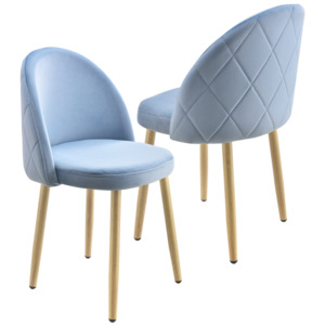 [en.casa] Set 2 bucati scaune design Carmina Hellblau, 76 x 44 cm, textil/metal, albastru deschis