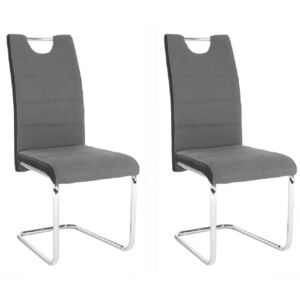 Set 2 buc, scaun, material gri închis, piele ecologică neagră/crom, IZMA
