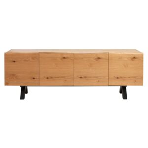 Comodă joasă din lemn de stejar alb Unique Furniture Oliveto
