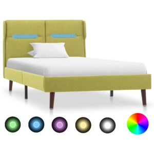 Cadru de pat cu LED, verde, 100 x 200 cm, material textil