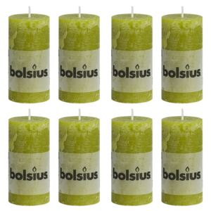 Bolsius Lumânări bloc rustice, 8 buc., verde crud, 100 x 50 mm 103868080371