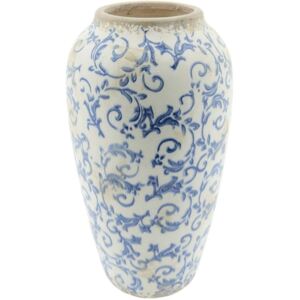 Vaza ceramica alba albastra Royal 16 cm x 31 cm