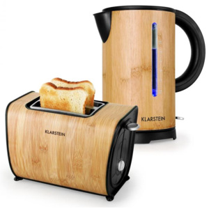 Klarstein KLARSTEIN BAMBOO GARDEN, set de mic dejun, ceainic| toaster | bambus