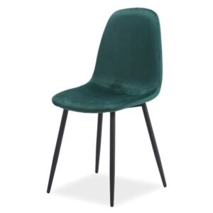 Scaun dining verde din catifea si metal Fox Velvet Signal Meble