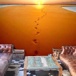 Bimago Fototapet - Footprints in the sand 250x193 cm