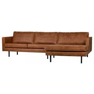 Canapea cu colt maro din piele 300 cm Rodeo Cognac Lounge Right Be Pure Home