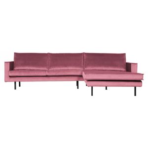 Canapea cu colt roz din poliester si metal pentru 3 persoane Rodeo Right Be Pure Home