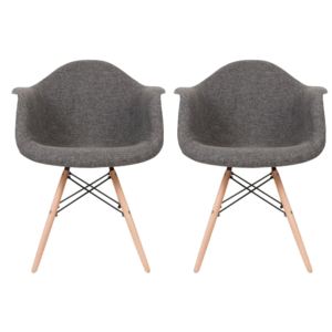 Set 2 scaune tapitate cu stofa si picioare de lemn Orsay Grey, l62xA57xH83 cm