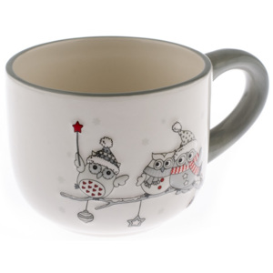 Cană ceramică jumbo Bufniţe iarna