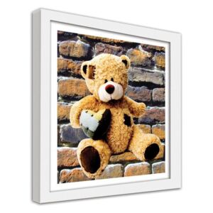 CARO Imagine în cadru - A Teddy Bear With A Heart 40x40 cm Alb