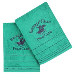 Set 2 prosoape baie din bumbac, Beverly Hills Polo Club 403 Verde, 70 x 140 cm