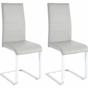 Set de 2 scaune tapitate Josy - piele sintetica - gri/metal