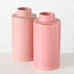 Set 2 vaze din ceramica Olivia Roz, Ø13xH30 cm