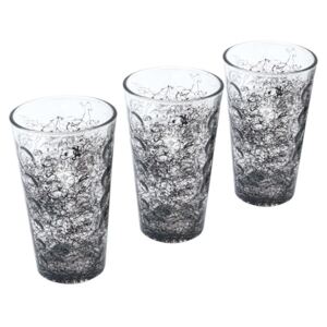 Set 3 pahare din sticla cu linii negre asimetrice. 450ml