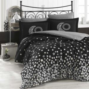 Lenjerie de pat cu cearșaf Star, 160 x 220 cm, negru