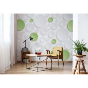 Fototapet - 3D Green And White Circles Vliesová tapeta - 368x254 cm
