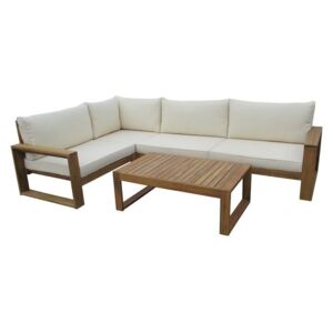 Set lounge Hauer, maro/alb, lemn masiv
