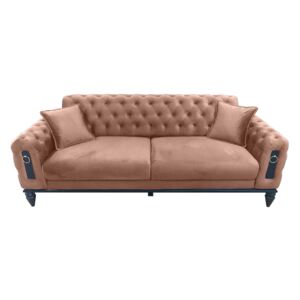 Canapea fixă 3 locuri roz pudră - model GLORIA