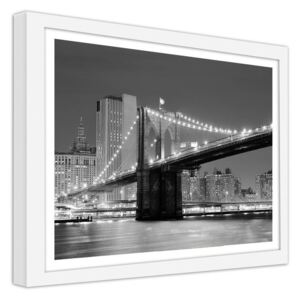 CARO Imagine în cadru - Brooklyn Bridge With A Cityscape Above The East River 70x50 cm Alb