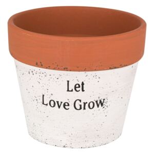 Ghiveci ceramic alb Let love grow 14x12 cm
