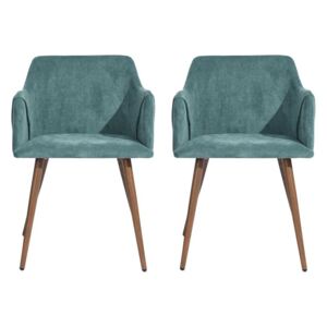 Set de 2 scaune Aiana - tapitate - verde/maro