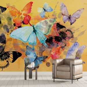 Tapet - Butterflies Abstract Painting Style