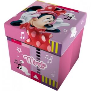 Taburet pliabil cu spatiu de depozitare Minnie Music Star, 32 x 32 x 32 cm, roz