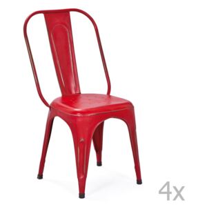 Set 4 scaune metalice Interlink Aix, roşu