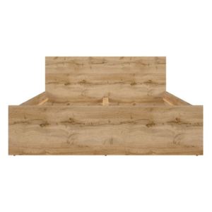 Cadru pat lemn 140 x 200 Zele, stejar wotan, structura din pal, 204.5x145x85.5 cm Lxlxh