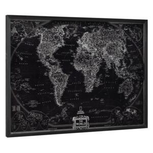 [art.work] Design fotografie de perete pe placa de aluminiu Modell 10 - Harta lumii, 60x80x2,8cm, cu rama lemn