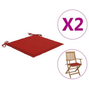 Perne scaun de grădină, 2 buc., roșu, 40x40x4 cm, textil